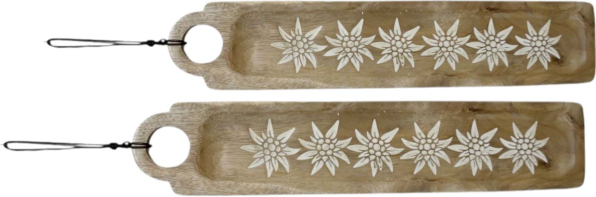 Souvenir Lazzarotto Deco Tagliere Legno Stelle Alpine Bianche Incise 2 Sogg A.075.80