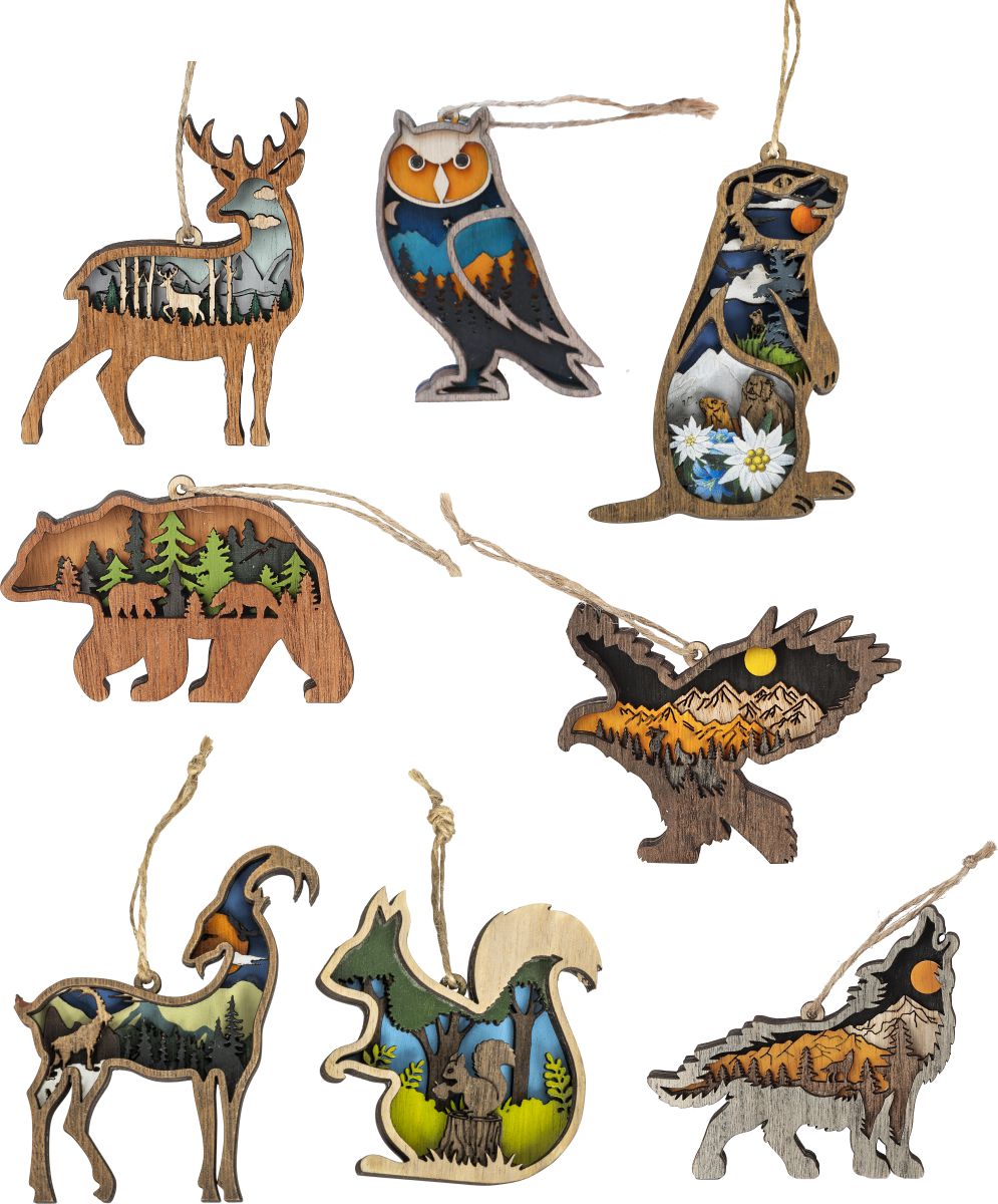 Souvenir Lazzarotto Deco Legno Multi-Livelli Animali App+Calamita 8 Sogg. A.079.97