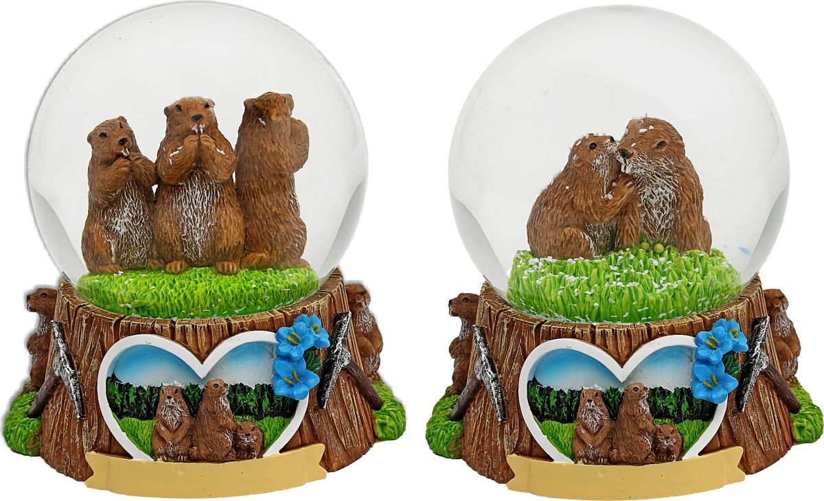 Souvenir Lazzarotto Palla Di neve Estate Marmotte 2 Sogg G.040.57