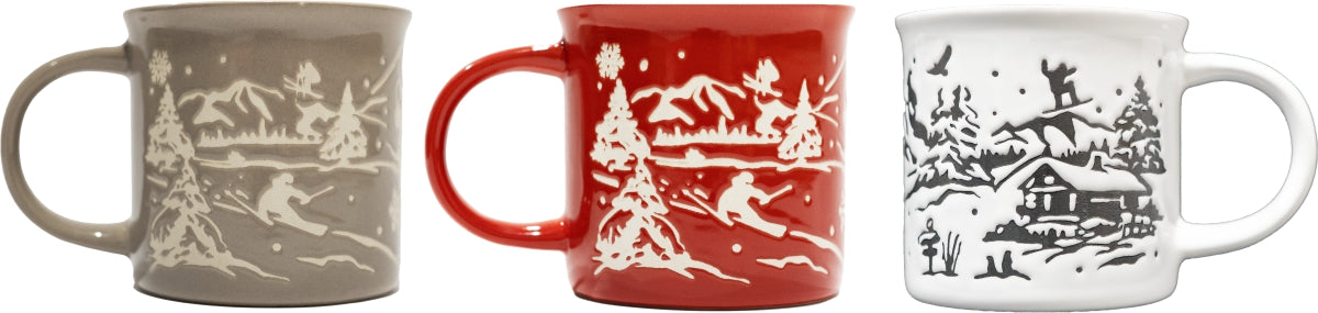 Souvenir Lazzarotto Mug Disegno Invernale Basso Rilievo 3 Sogg P.300.69