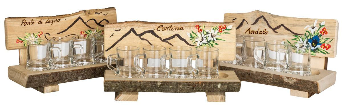 Souvenir Lazzarotto Servizio Grappa Panca 4 Bocc Montagna Estate R.044.D