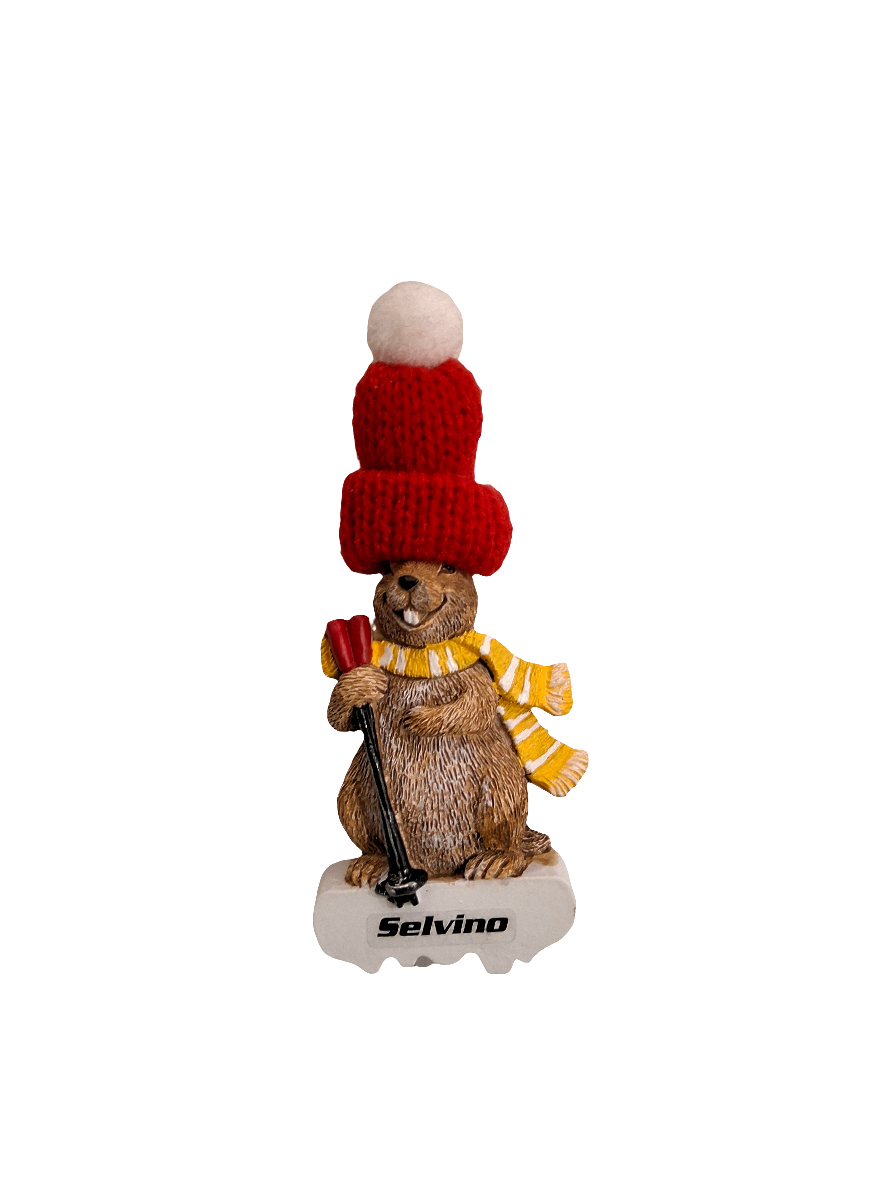 Souvenir Lazzarotto Calamita Inverno Marmotta Cappello Lana 6 Sogg X.116.58
