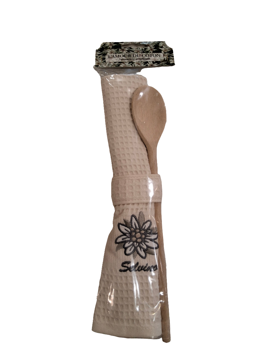 Souvenir Bonato Strofinaccio Fascia Ecru + Cucchiaio R616